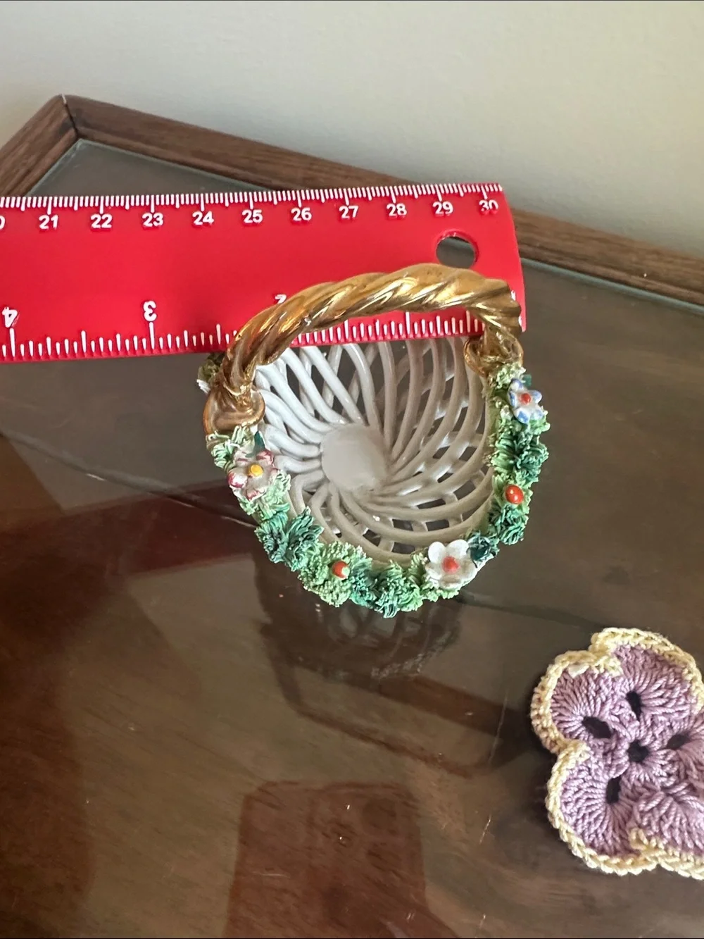 Vintage Italian Capodimonte Style Woven Porcelain Basket